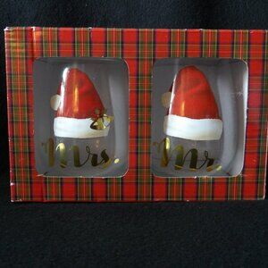 Mr. and Mrs.  Santa Claus Stemless Wine Glasses